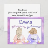 私のブライズメイドになってくれる？/ガールズ・イン・ローブ/ライラック インビテーションポストカード (正面/裏面)