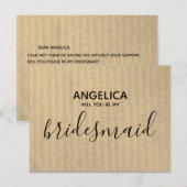 私のブライズメイドになってくれる？　シンプルなクラフトカード　 rustic インビテーションポストカード (正面/裏面)