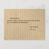 私のブライズメイドになってくれる？　シンプルなクラフトカード　 rustic インビテーションポストカード (裏面)