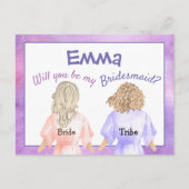 私のブライズメイドになってくれる？/ドレス姿の女の子たち/ライラック インビテーションポストカード