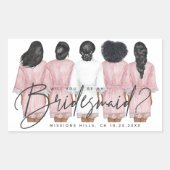 私のブライズメイドになってくれる？ ローブを着た女の子のカード 長方形シール (正面)