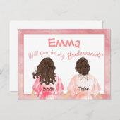 私のブライズメイドになってくれる?/女の子の後ろ姿/桃色 インビテーションポストカード (正面/裏面)