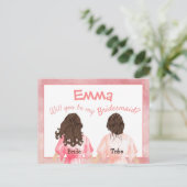 私のブライズメイドになってくれる?/女の子の後ろ姿/桃色 インビテーションポストカード (スタンド正面)