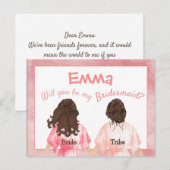 私のブライズメイドになってくれる？/女の子の後ろ姿/桃 インビテーションポストカード (正面/裏面)