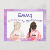 私のブライズメイドになってくれる?/後ろから見た女の子たち/ライラック インビテーションポストカード (正面)