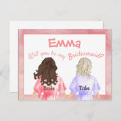私のブライズメイドになってくれる?/後ろから見た女の子たち/桃 インビテーションポストカード (正面/裏面)