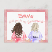 私のブライズメイドになってくれる？/後ろから見た女の子たち/桃 インビテーションポストカード (正面)