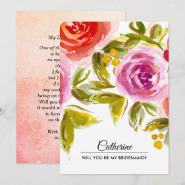 私のブライズメイドになってくれる？ 水彩花イラスト 招待状