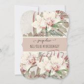 私のブライズメイドになって エレガントなトロピカル オーキッド フラワーデザイン 招待状 (正面)