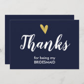 私のブライズメイドに感謝のカード | ネイビー サンキューカード (正面/裏面)