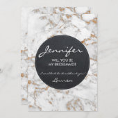 私のブライズメイドカードを飾る - 人造大理石グリッター 招待状 (正面/裏面)