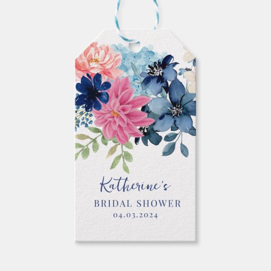 私のブライダルシャワーの贈り物に青いもの ギフトタグ (正面)