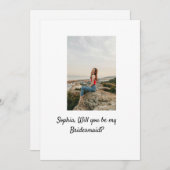 私のブライドメイドの写真エレガントかモダン 招待状 (正面/裏面)