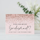 私のブライドメイドカードになりませんか – バラ金ゴールドグリッター 招待状 (スタンド正面)
