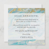 私のブライドメイドターコイズ&金ゴールドカード 招待状 (裏面)