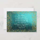 私のブライドメイドティール(緑がかった色)Vip金ゴールド紙吹雪 招待状 (裏面)