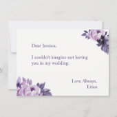 私のブライドメイド水の色パープルフローラ 招待状 (裏面)