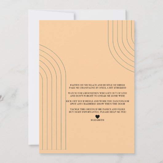 私のブライドメイド/メイド・オブ・オーナー(花嫁付き添い人)提案 案内状 (裏面)