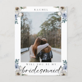 私のブライドメイドdustyブルーのバラ写真 ポストカード