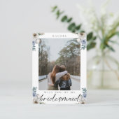 私のブライドメイドdustyブルーのバラ写真 ポストカード (スタンド正面)