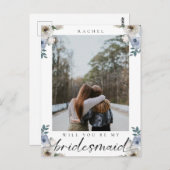 私のブライドメイドdustyブルーのバラ写真 ポストカード (正面/裏面)