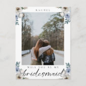 私のブライドメイドdustyブルーのバラ写真 ポストカード (正面)