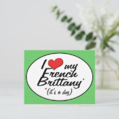 私のブリタニフランスのーが大好き（犬だ） ポストカード (スタンド正面)