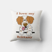 私のブリッタニースパニエル犬犬の家の装飾の枕I愛 クッション (裏面)