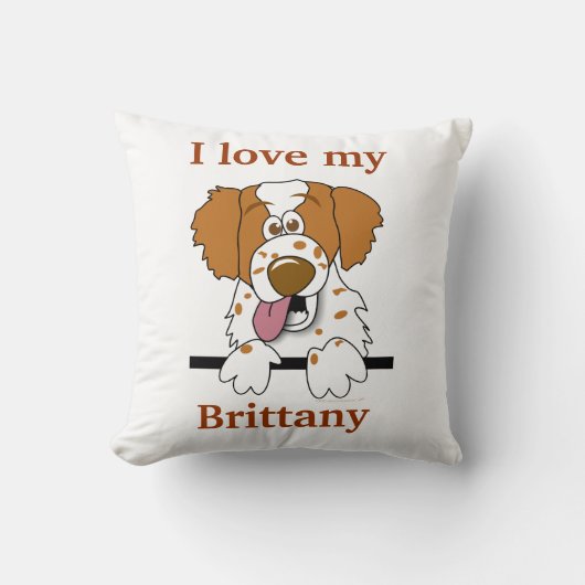 私のブリッタニースパニエル犬犬の家の装飾の枕I愛 クッション (正面)