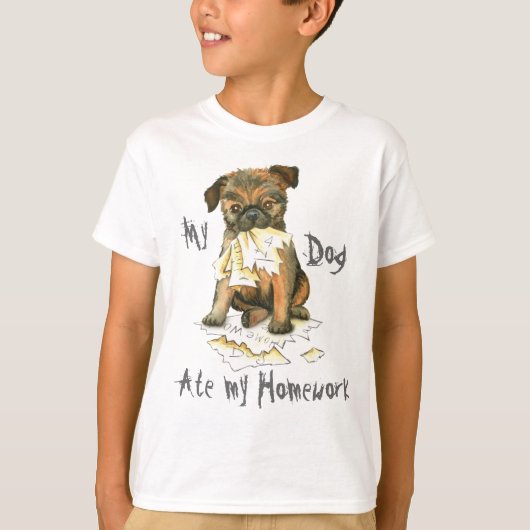 私のブリュッセル食べグリフォン私の宿題 Tシャツ (正面)