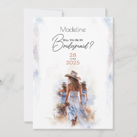 私のブリーズメイドの水の色のカウボーイ素朴ズでよ結婚い 招待状 (正面)