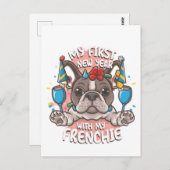 私のブルドッグとの最初の新フランスの年 ポストカード (正面/裏面)