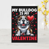 私のブルドッグは私のバレンタイン 英語 ブルドッグ バレンタイン カード (黄色い花)