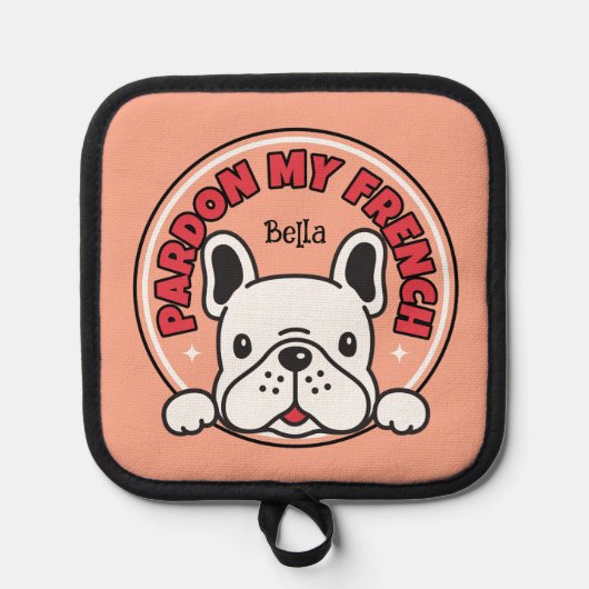 私のブルドッグフランスのピンクのフランスの漫画の犬を許す 鍋敷き (正面)
