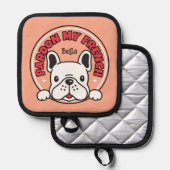 私のブルドッグフランスのピンクのフランスの漫画の犬を許す 鍋敷き (正面/裏面)