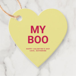 私のブーイエローおもしろいハートかわいいバレンタインデー フェイバータグ