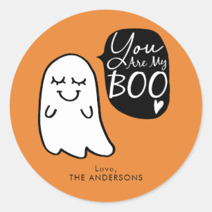 私のブーイングです! かわいいハロウィンの幽霊 ラウンドシール