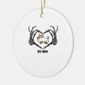 私のブーChihuahuaコスチュームとスケルトンハート手 セラミックオーナメント (左)