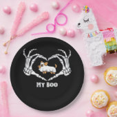 私のブーChihuahuaコスチュームとスケルトンハート手 ペーパープレート (パーティー)