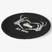 私のブーChihuahuaコスチュームとスケルトンハート手 ペーパープレート (アングル)