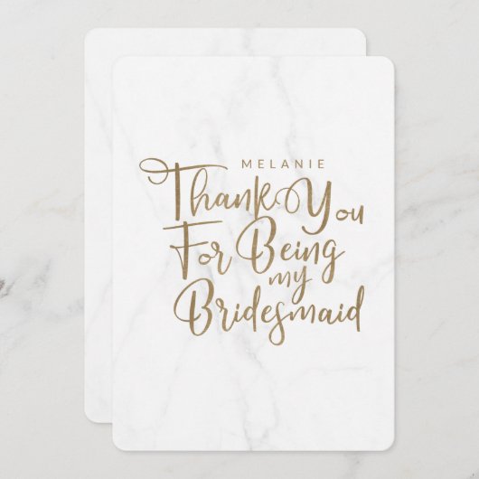 私のブ感謝していリメイドのタイポグラフィ大理石になって サンキューカード (正面/裏面)