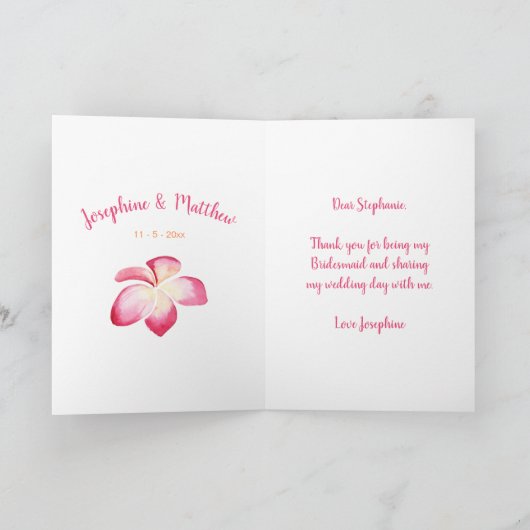 私のブ感謝していリメイドのピンクのプルメリアで サンキューカード (内部)