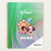 私のプランナーかわいい犬の家を大理石の上に名前 プランナー手帳 (正面)