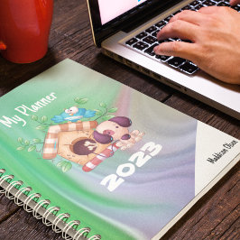 私のプランナーかわいい犬の家を大理石の上に名前 プランナー手帳