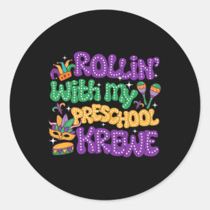 私のプリスクールとローリンKrewe先生Mardi Gras ラウンドシール