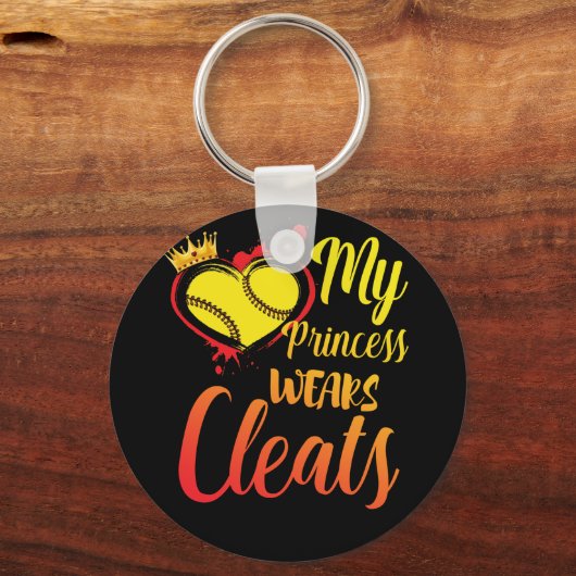 私のプリンセスはクリーツソフトボールのママ野球を着ている キーホルダー (正面)