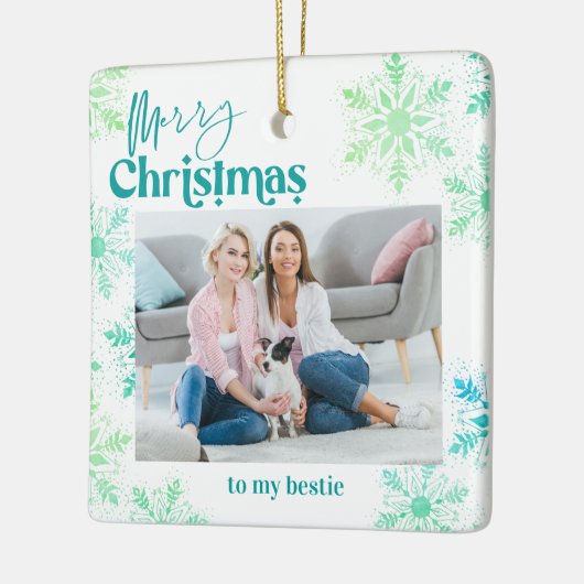 私のベスティーグリーンフォトにメリークリスマス セラミックオーナメント (左)