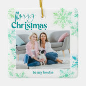 私のベスティーグリーンフォトにメリークリスマス セラミックオーナメント (正面)