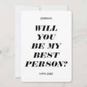 私のベストパーソンになってくれる? 現代風のテキスト招待状 招待状 (正面)