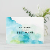 私のベストマンになってくれますか？ モダンな水彩画 招待状 (スタンド正面)